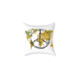 Peace Sign World Map Throw Pillow — Boho Travel Decorative Accent