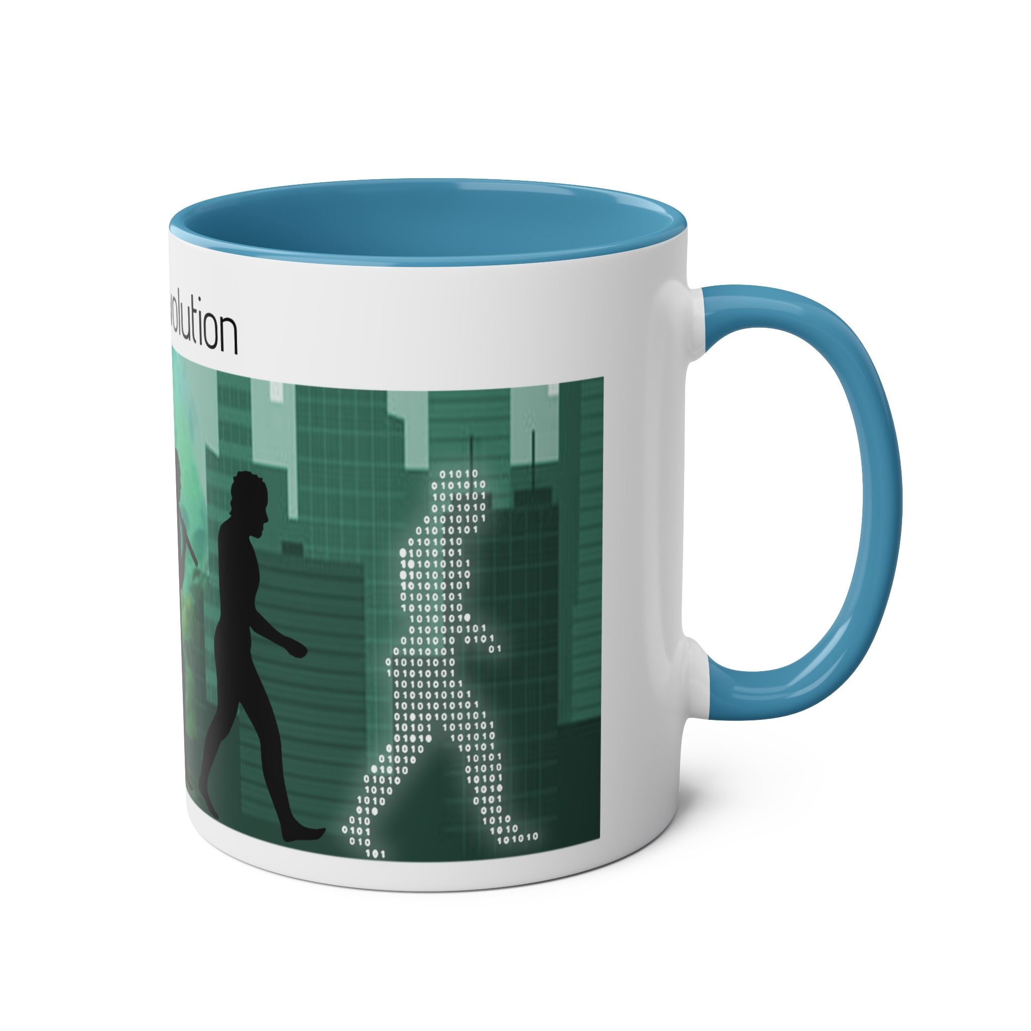 Evolution, Two-Tone Coffee Mugs, Gift, Birthday, Mindfulness, Motivational, Inspirational, Conscience Garment, Coffee, Tea, Positive