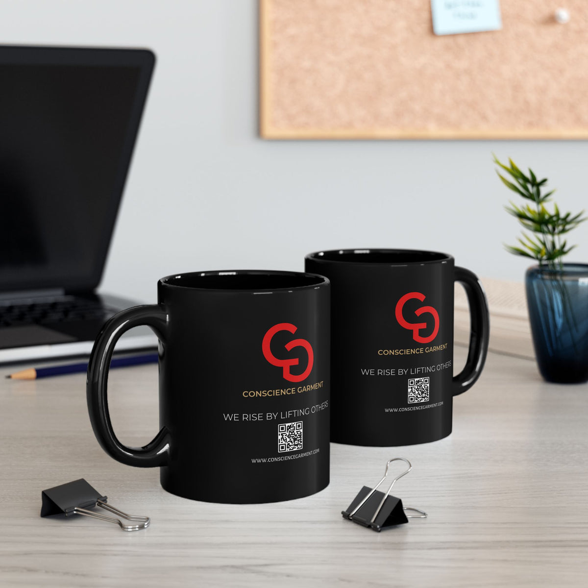 Empowering Black Mug - We Rise by Lifting Others, Unique Gift for Motivational Enthusiasts, Coffee Lovers, Inspirational Decor - Conscience Garment