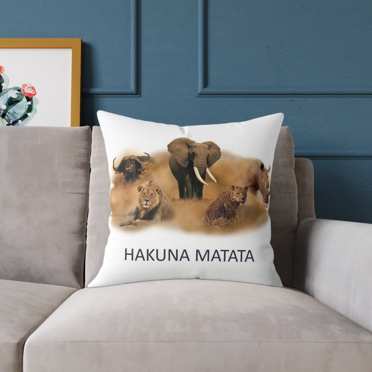 Hakuna Matata Safari Animal Square Pillow