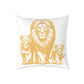 Lion Family Decorative Pillow – Golden Lion & Cubs Square Throw Pillow