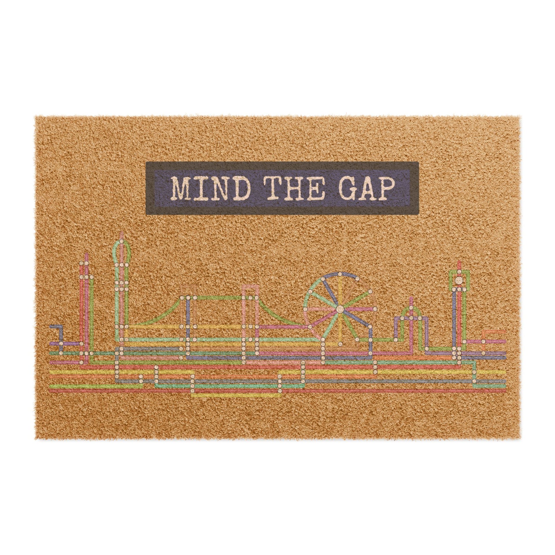 Charming Doormat with 'Mind the Gap' Design, Entryway Decor, Home Gift, Housewarming, Funny Welcome Mat - Conscience Garment