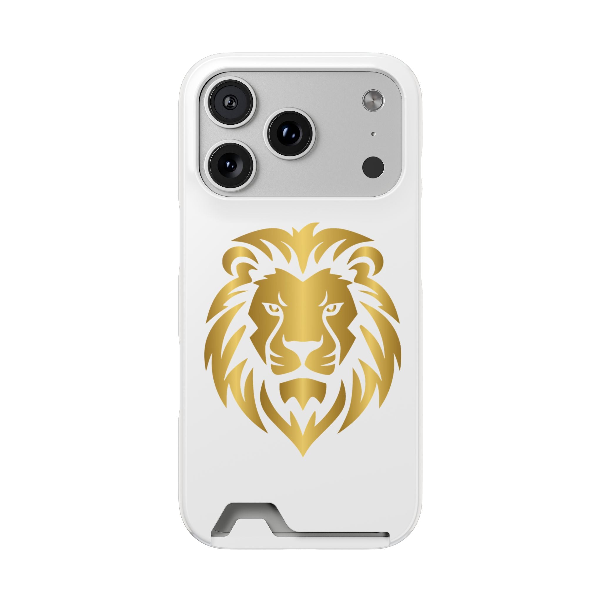 Lion Head Card Holder Phone Case — Gold Lion Wallet Phone Case