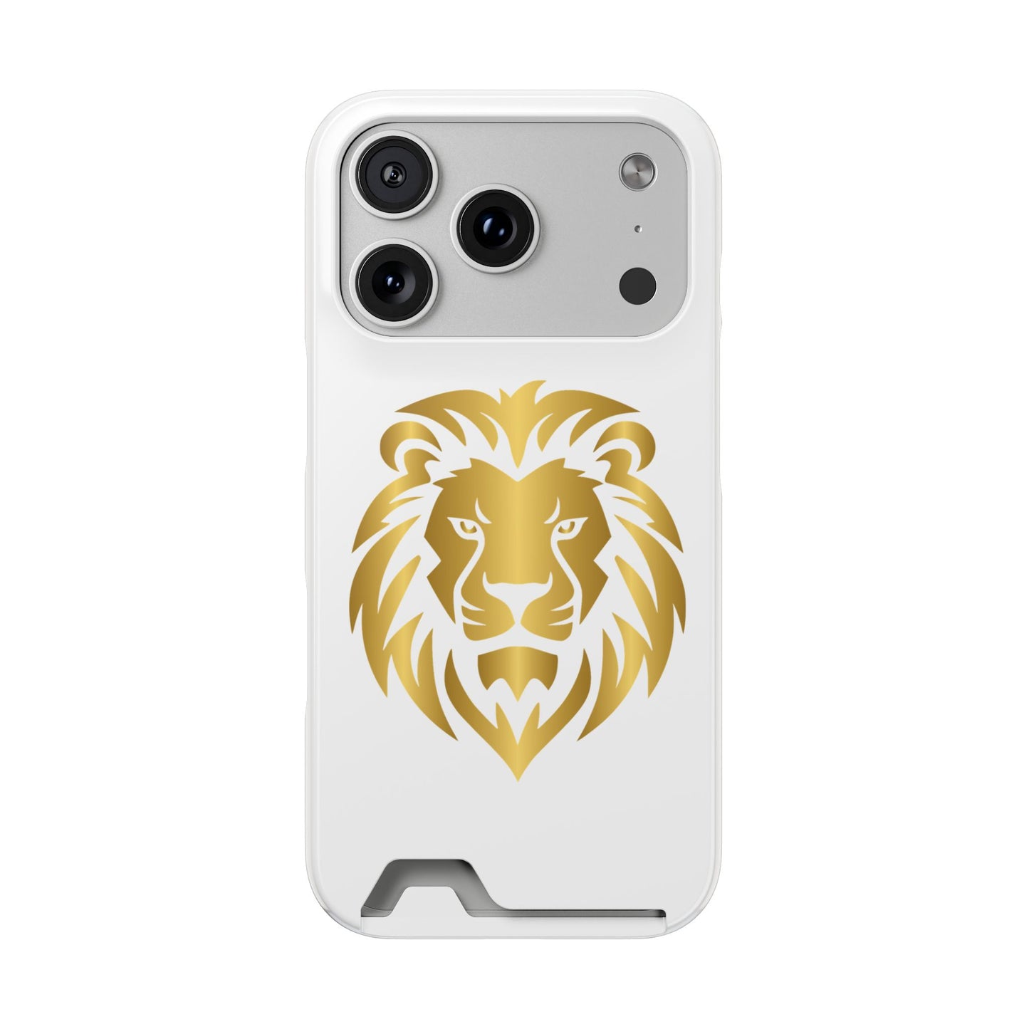 Lion Head Card Holder Phone Case — Gold Lion Wallet Phone Case