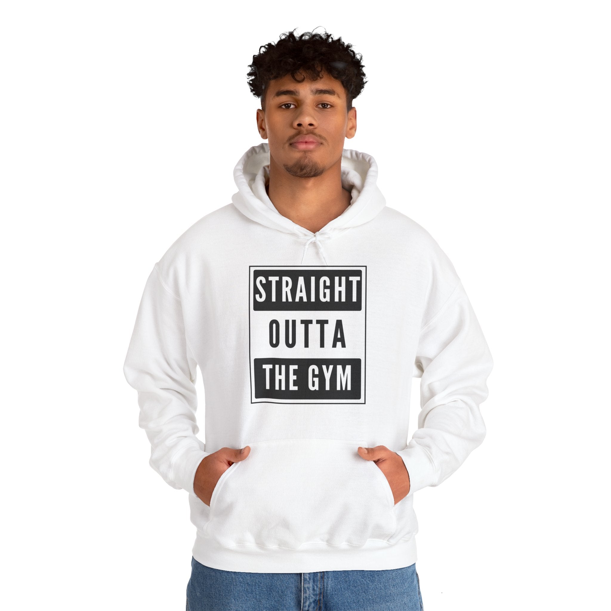 Straight outta the Gym, Unisex Heavy Blend, Hooded Sweatshirt T shirt, Cotton, Gift, Funny, Mindfulness, Motivational, Inspirational