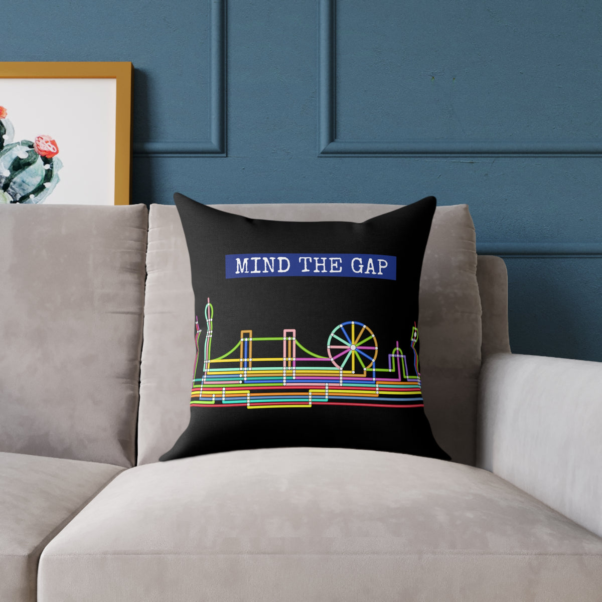Mind The Gap Skyline Pillow — Neon London Decorative Throw Pillow