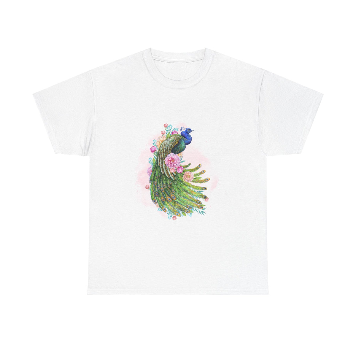 Peacock Floral Unisex Tee, Unique Animal Shirt, Nature Lover Gift, Casual Wear, Artful Graphic Tee - Conscience Garment