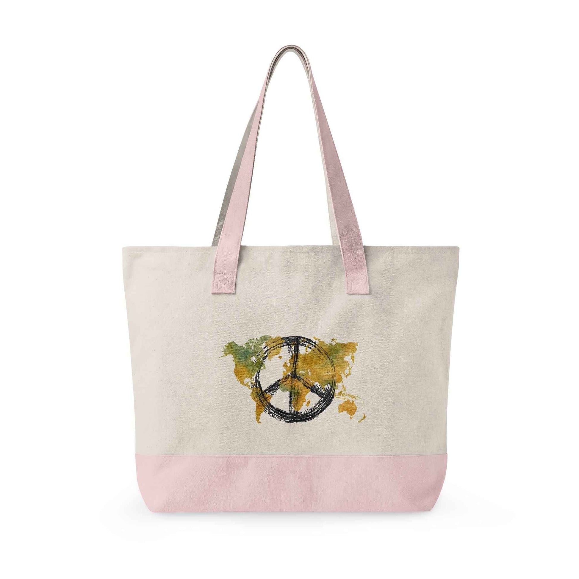 Canvas Tote Bag World Peace - World Map Watercolor Print