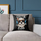 Cute Dog Headphones Square Pillow — Cool Sunglasses Pet Decor