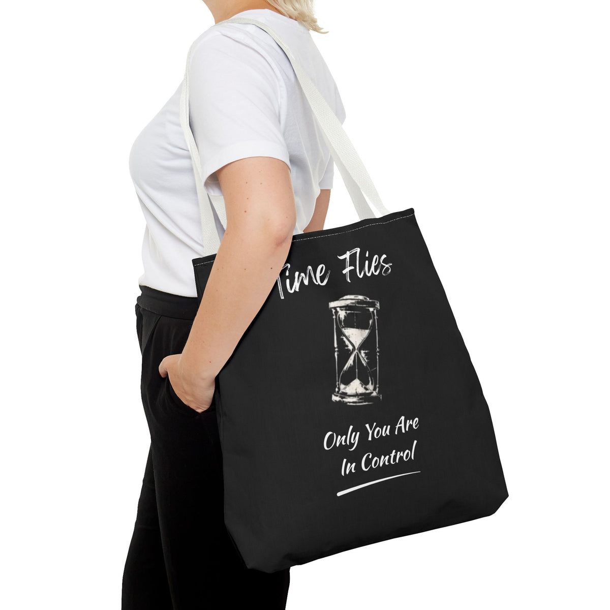 Time Flies Motivational Tote Bag