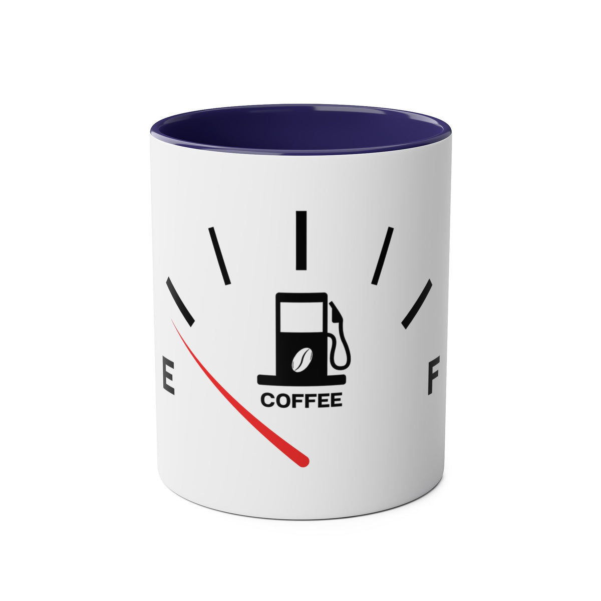 Funny Two-Tone Coffee Mug with Fuel Coffee Gauge Design - Conscience Garment