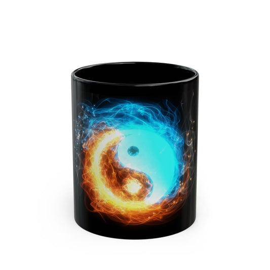 Yin Yang Fire and Water Balance Black Mug