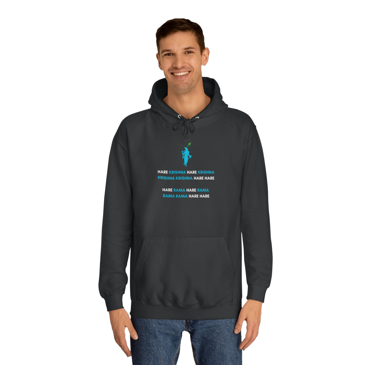 Unisex College Hoodie with Krishna Design - Perfect for Festivals and Everyday Wear - Conscience Garment