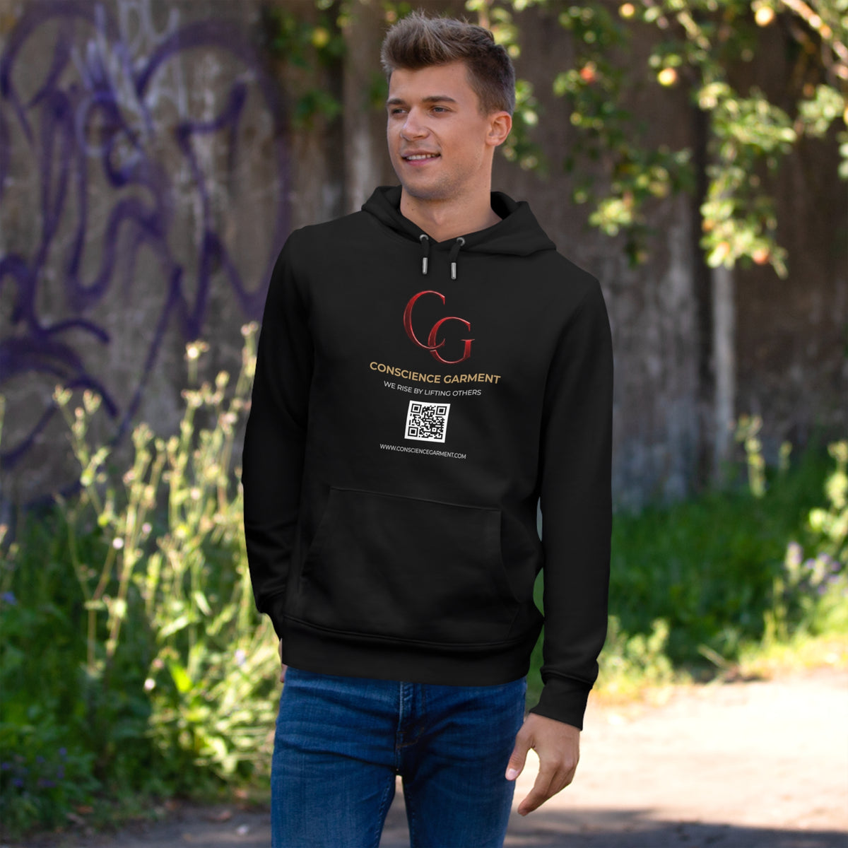 Conscience Garment 'CG' Logo Hoodie — King Hooded Sweatshirt with QR Code