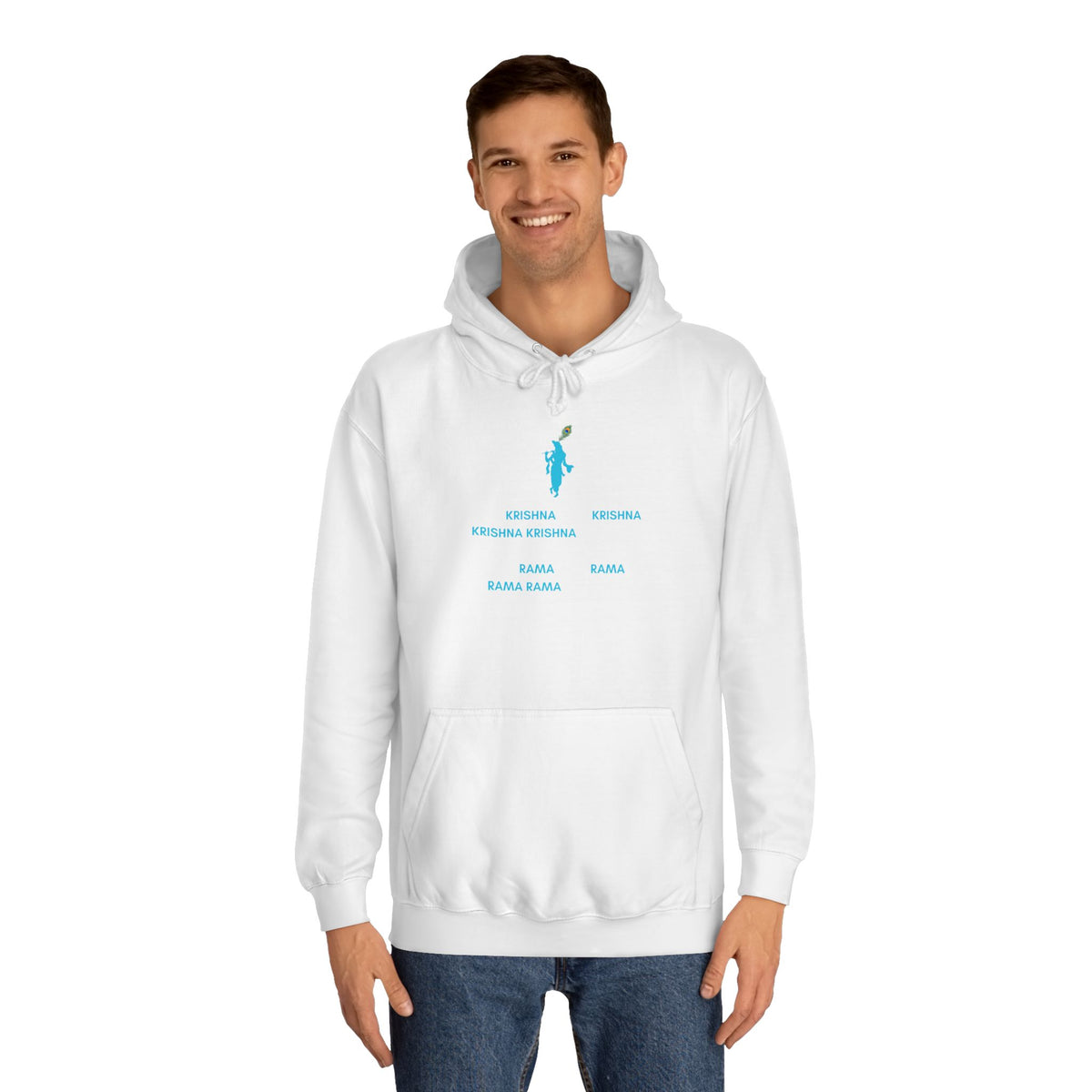 Unisex College Hoodie with Krishna Design - Perfect for Festivals and Everyday Wear - Conscience Garment