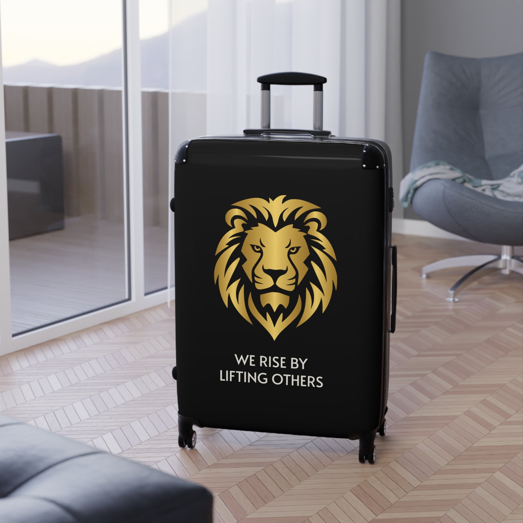Lion Crest Suitcase – Gold Lion Travel Luggage