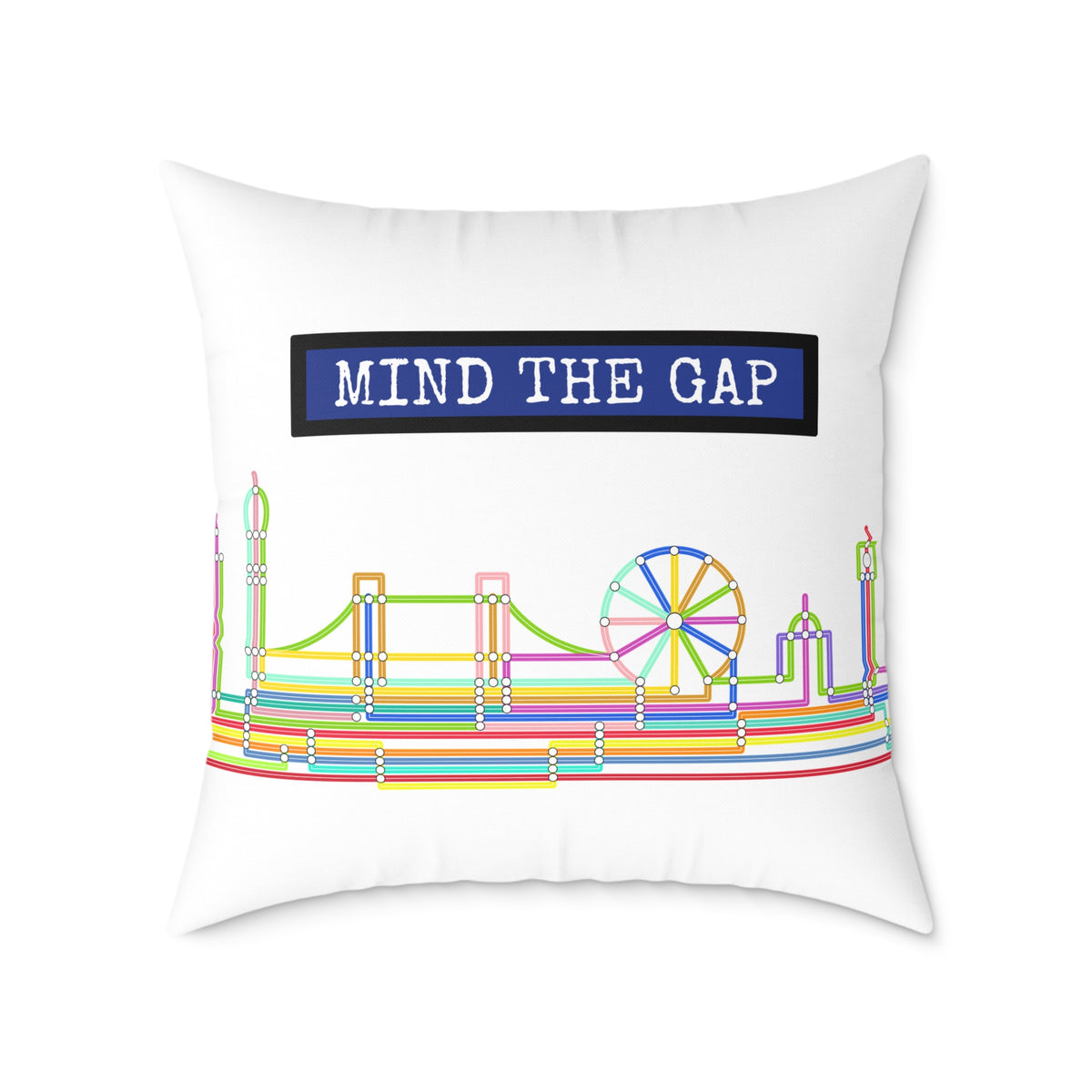 Mind The Gap London Skyline Throw Pillow