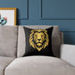 Lion Head Throw Pillow — Gold Lion Decorative Cushion for Living Room