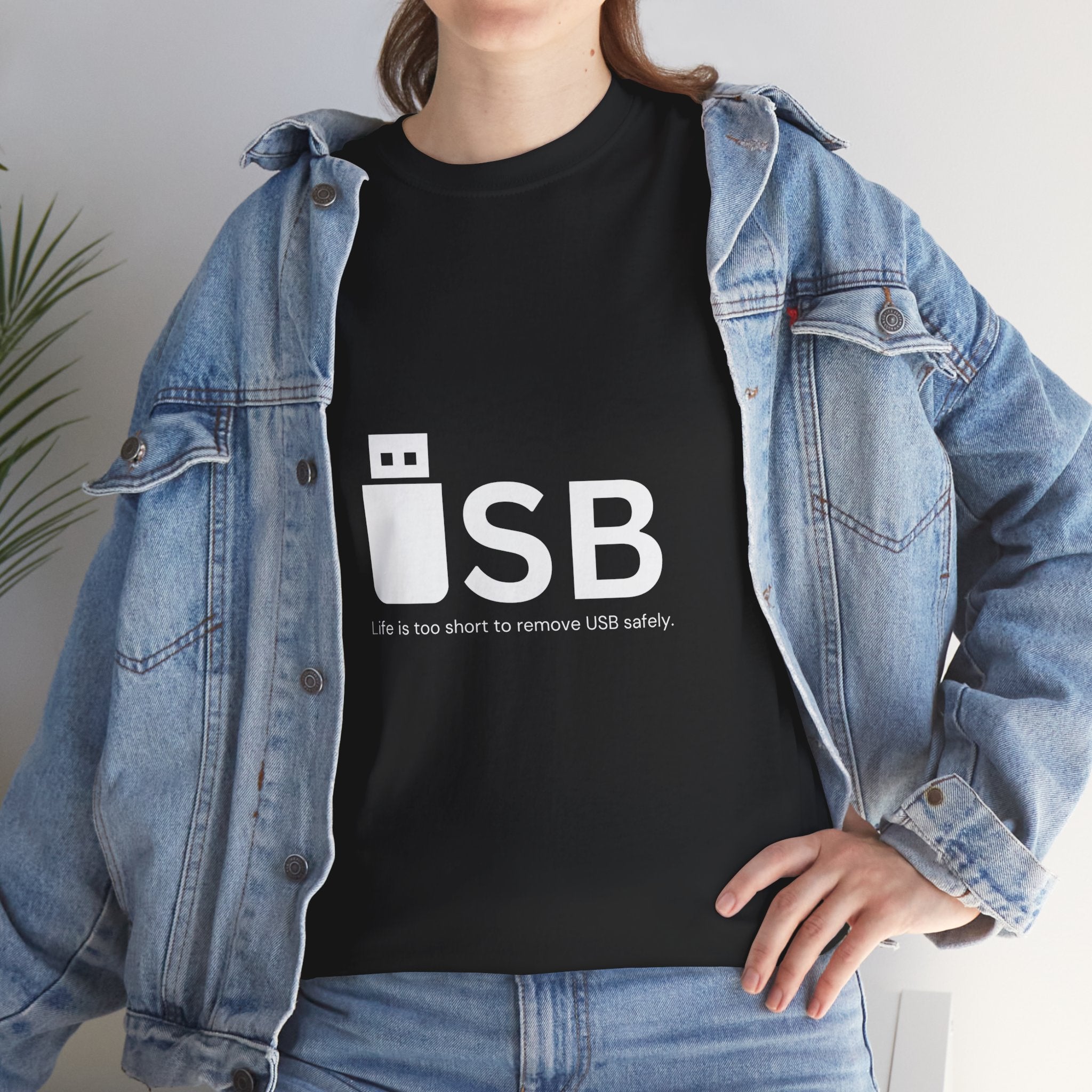 USB Life Short Unisex Tee, Funny Tech Gift, Programmer Shirt, Geek Humor Tee, Casual Everyday Wear, Unique Gift for Men and Women