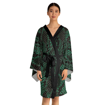 Green Snake Skin Kimono Robe – Long Sleeve - Gift