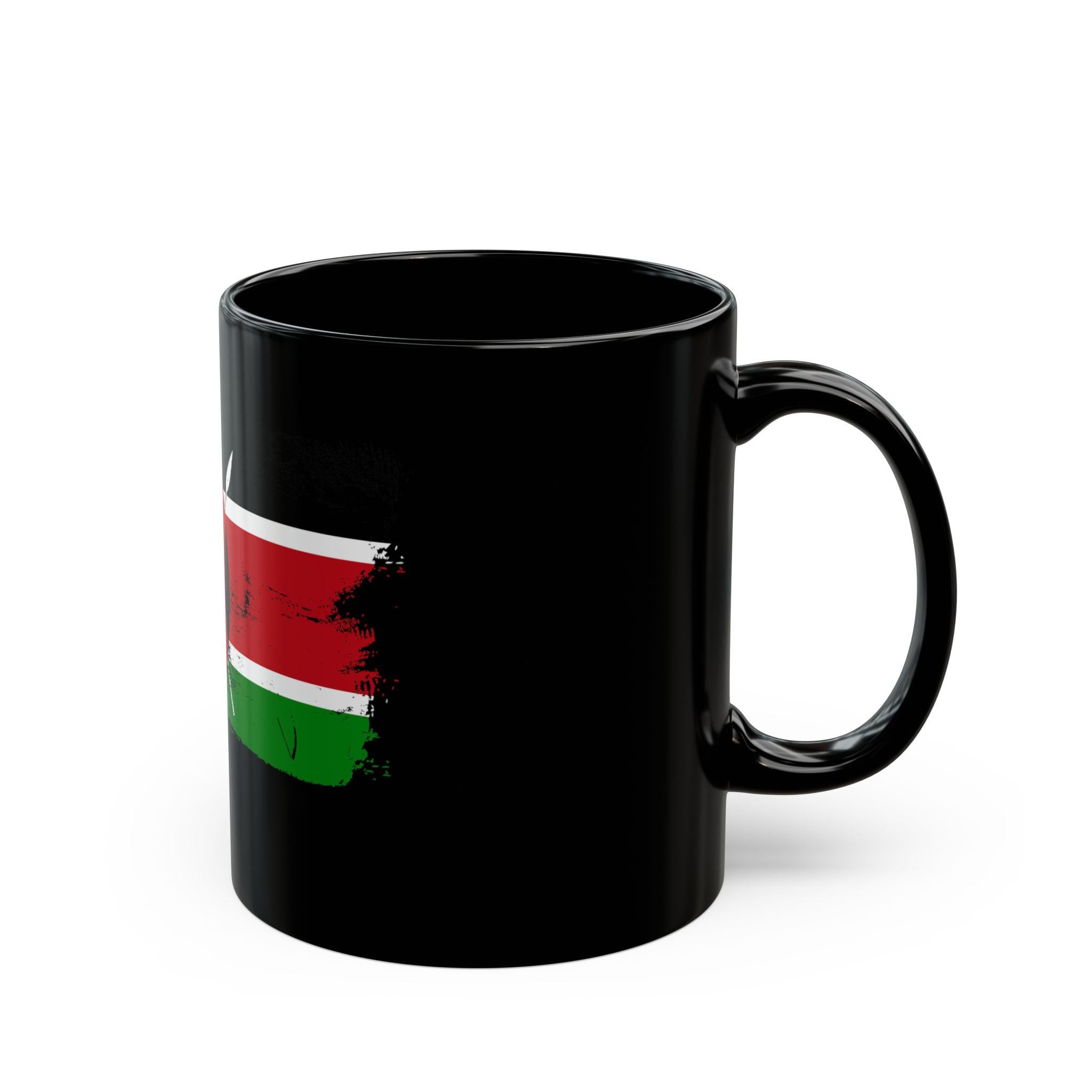 Kenya Flag Black Coffee Mug – Distressed Kenyan Shield & Spears Design (11oz, 15oz)