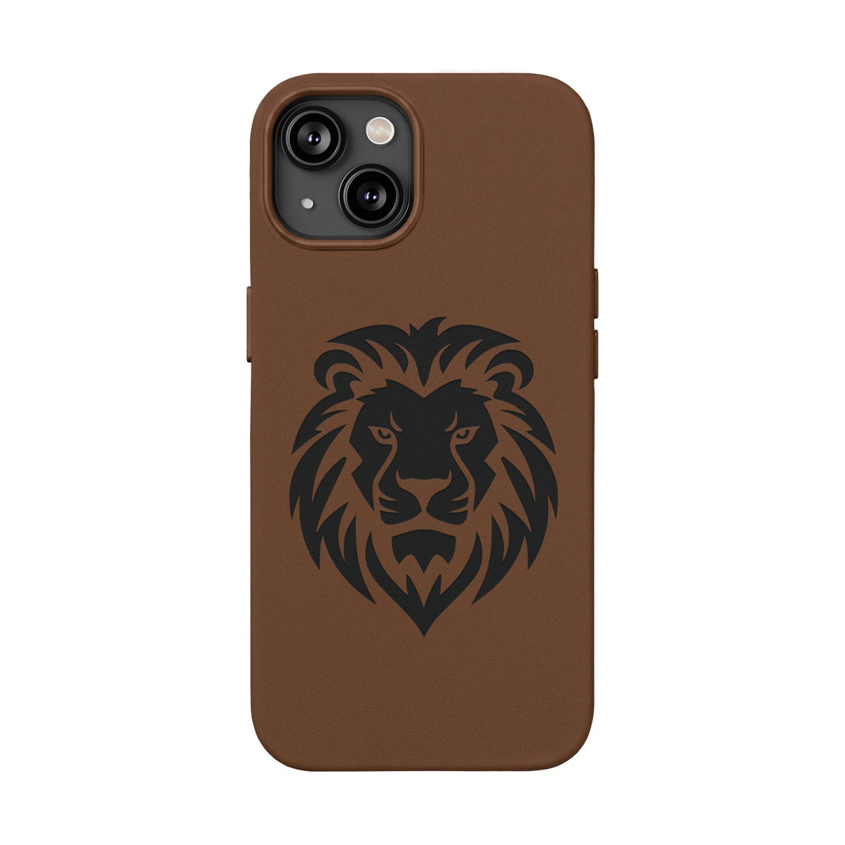 Engraved PU Leather Phone Case — Embossed Lion Design