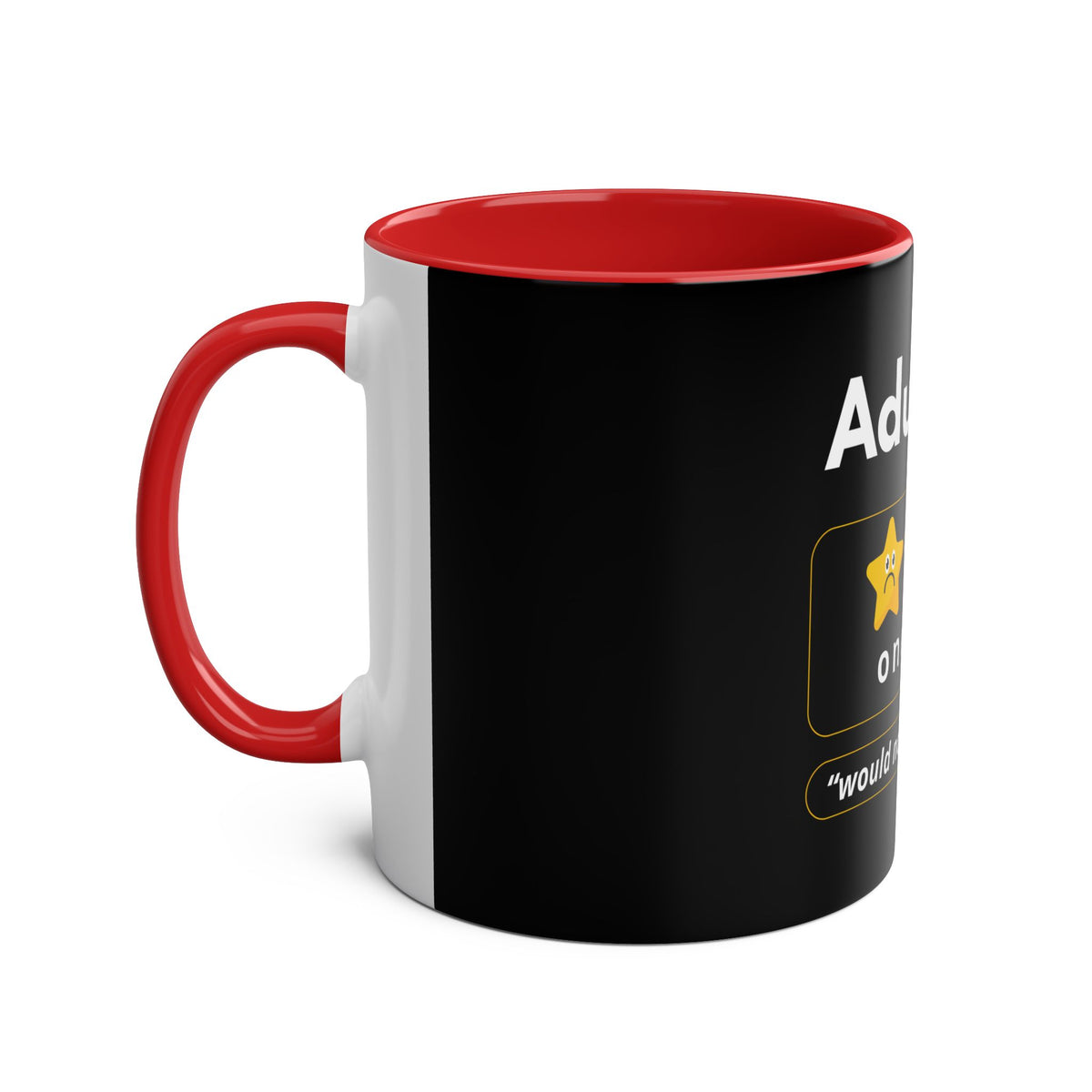 Funny Two-Tone Coffee Mug - 'Adulting: One Star' 11oz - Perfect Gift for Millennials - Conscience Garment