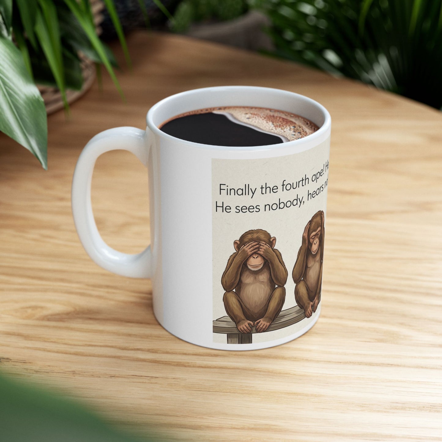 Ceramic Mug — Three Wise Monkeys Design (11oz & 15oz)