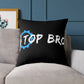 Top Bro Square Throw Pillow - Black Canvas Accent Cushion with Gear Logo