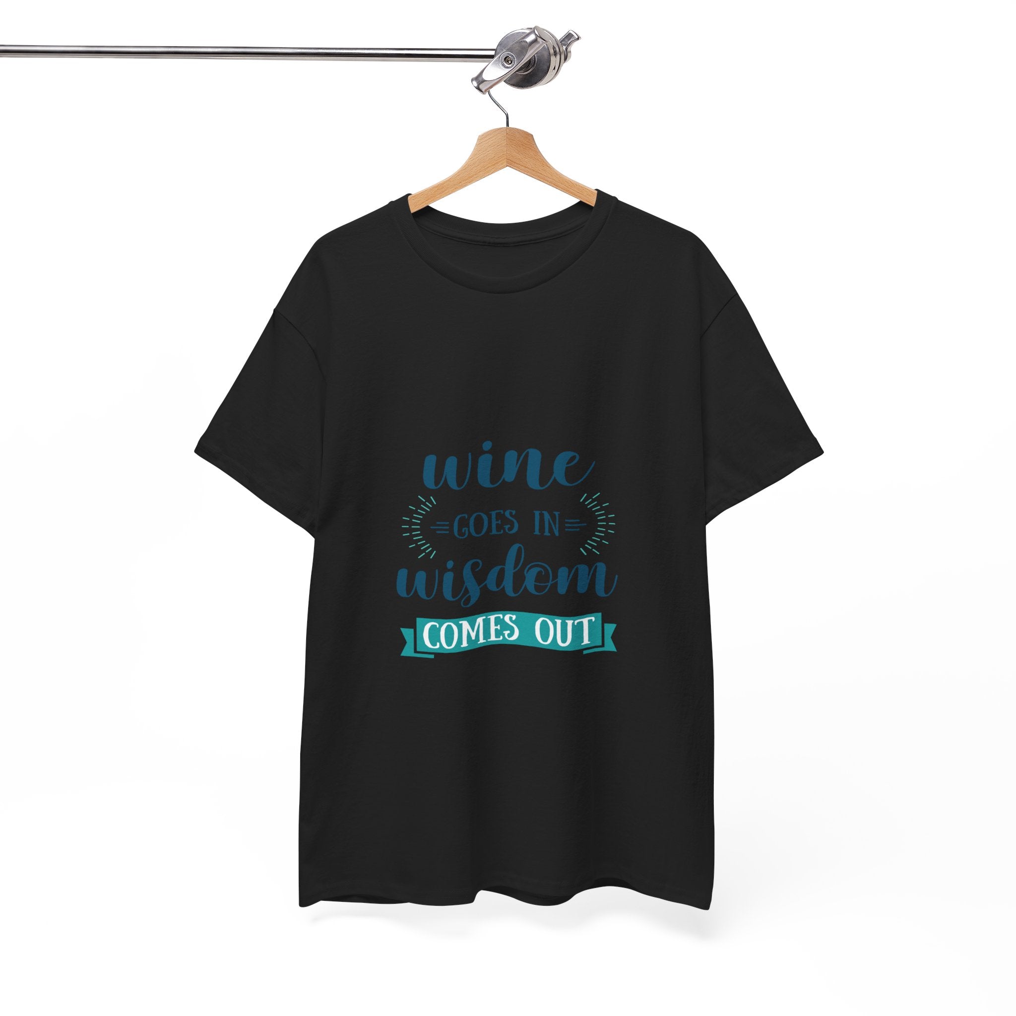 Wine Goes In Wisdom Comes Out Unisex Heavy Cotton Tee, Funny Wine T-Shirt, Gift for Wine Lovers, Casual Wear, Party Shirt