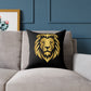 Lion Head Throw Pillow — Gold Lion Decorative Cushion for Living Room