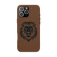 Engraved PU Leather Phone Case — Embossed Lion Design