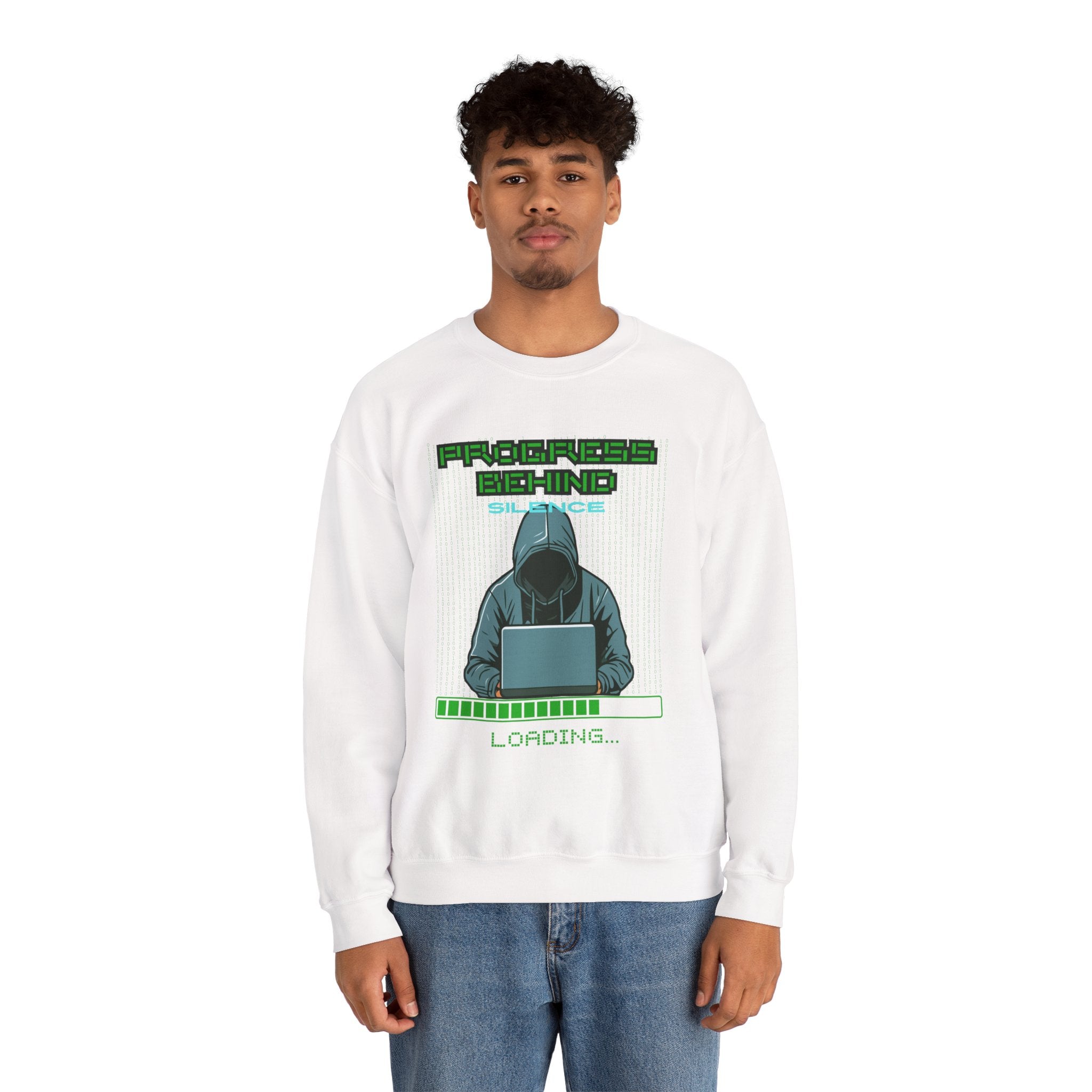 Crewneck Sweatshirt — Progress Behind Silence Graphic Hoodie Design