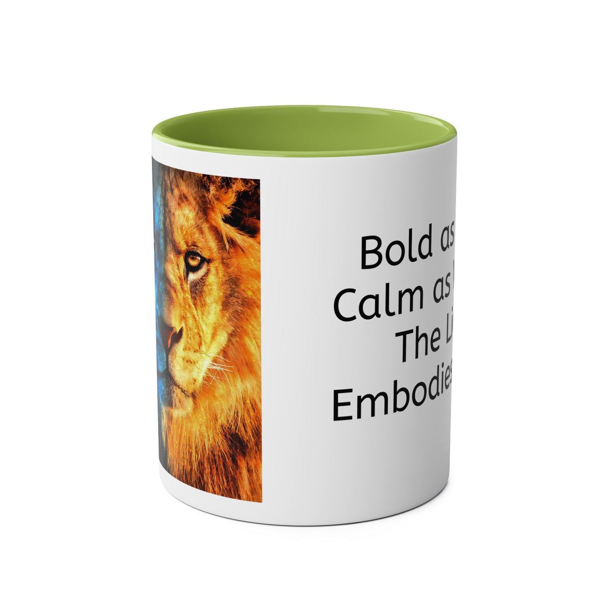 Lion Fire and Water Design Mug, Two-Tone, 11oz - Conscience Garment