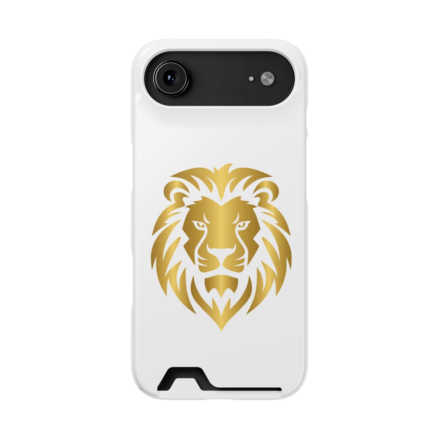 Lion Head Card Holder Phone Case — Gold Lion Wallet Phone Case