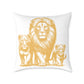 Lion Family Decorative Pillow – Golden Lion & Cubs Square Throw Pillow