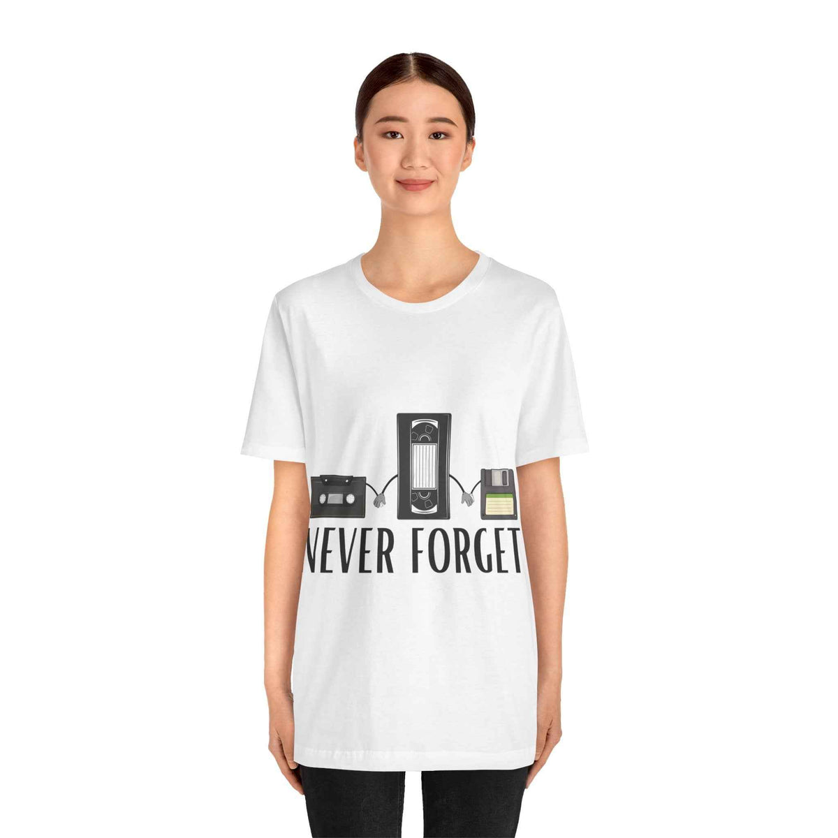 Retro Tshirt with Old Tapes and Floppy Disc Design