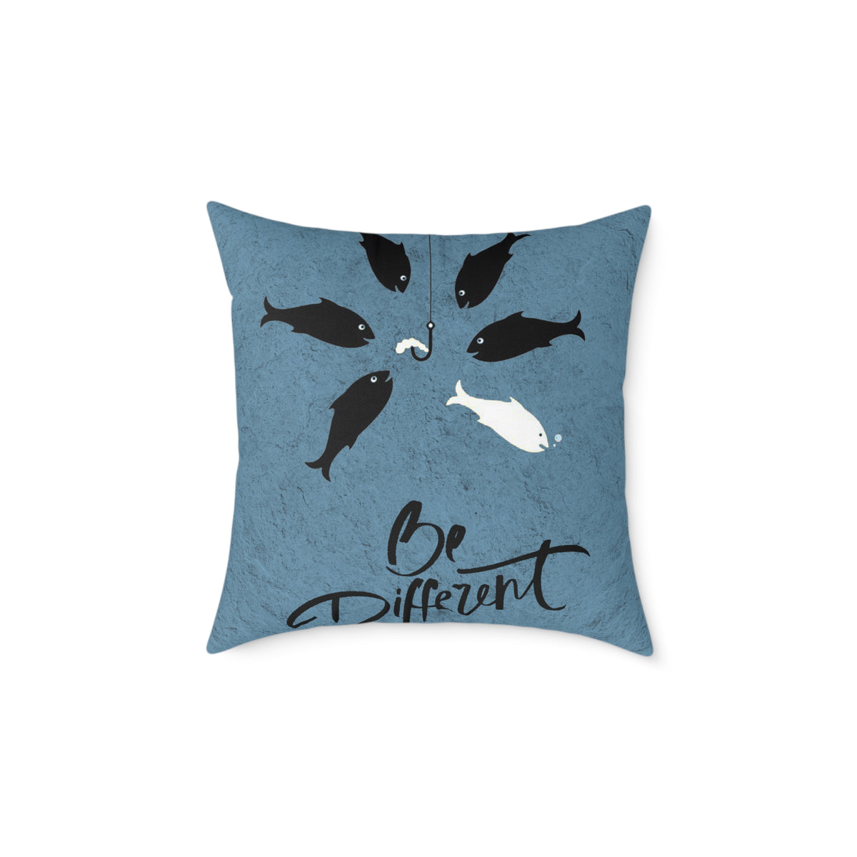 Be Different Fish Throw Pillow – Inspirational Nautical Accent Cushion