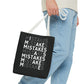 Mistakes Repeat Pattern Tote Bag — Black Typography Shopper