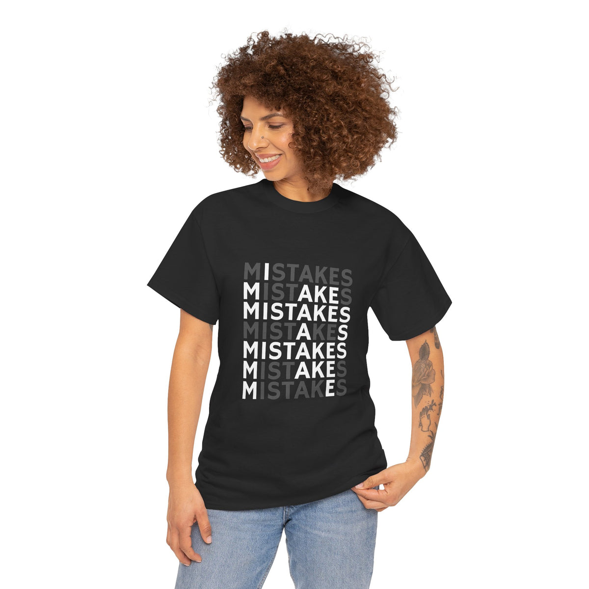 Mistakes Repeat Graphic Tee — Black Typographic T-Shirt