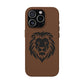 Engraved PU Leather Phone Case — Embossed Lion Design