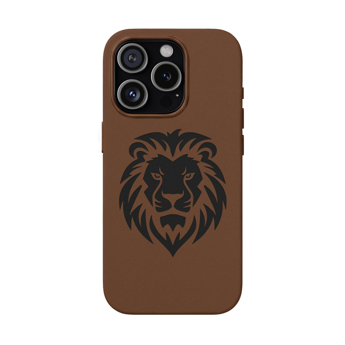 Engraved PU Leather Phone Case — Embossed Lion Design