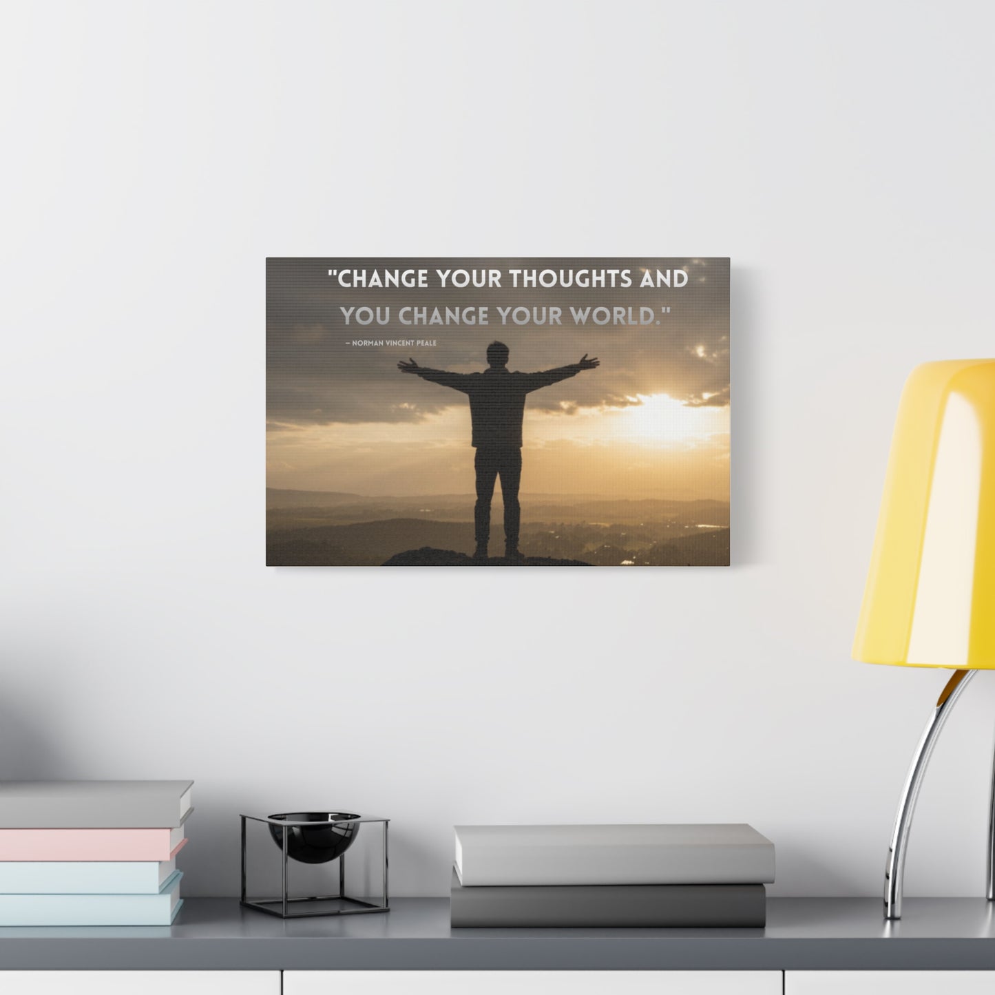 Inspirational Canvas Wall Art – “Change Your Thoughts and You Change Your World” Matte Stretched Canvas