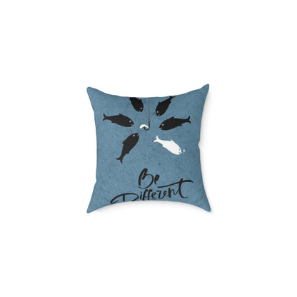 Be Different Fish Throw Pillow – Inspirational Nautical Accent Cushion
