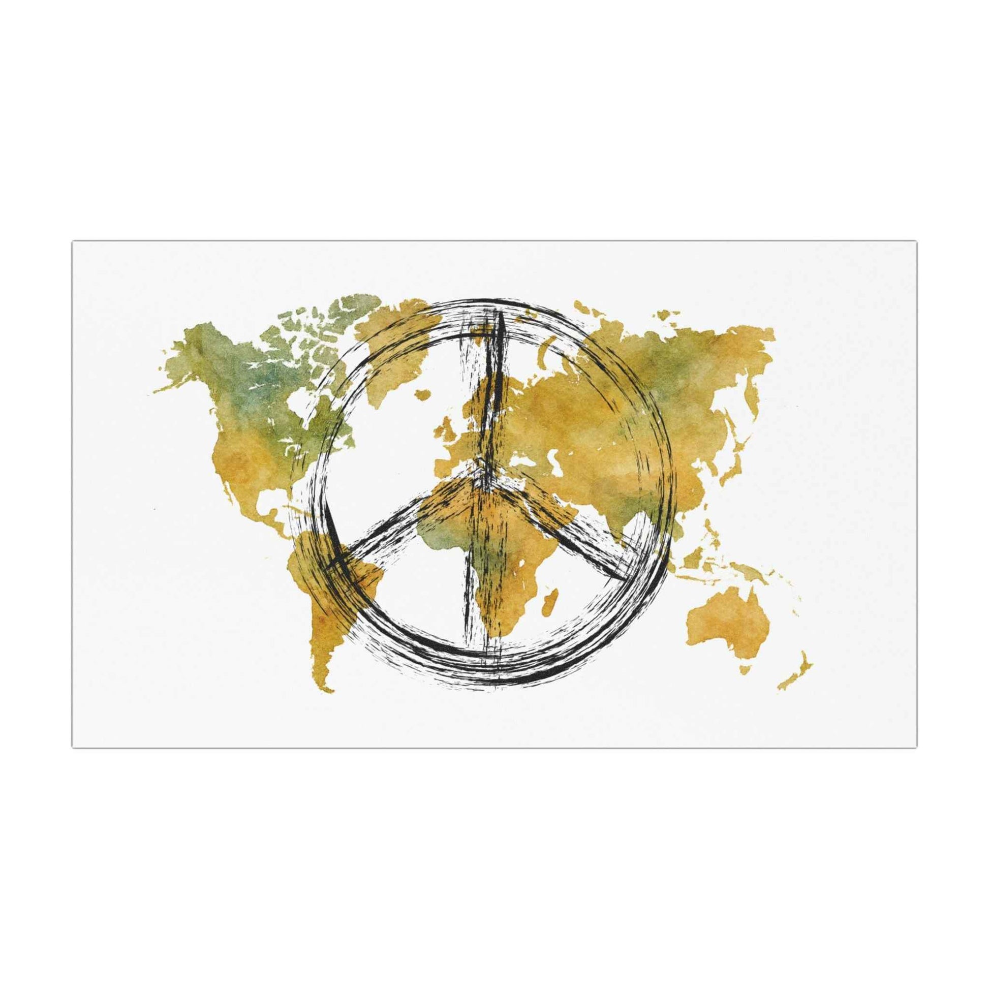 Peaceful World Map Car Magnet — Watercolor Earth Peace Sign