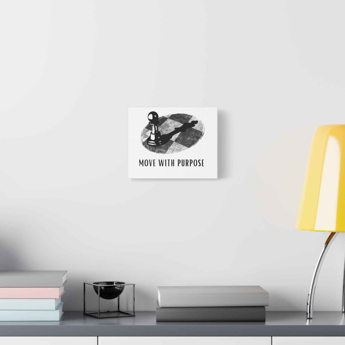 Move With Purpose Canvas Wall Art — Motivational Chess Pawn Print