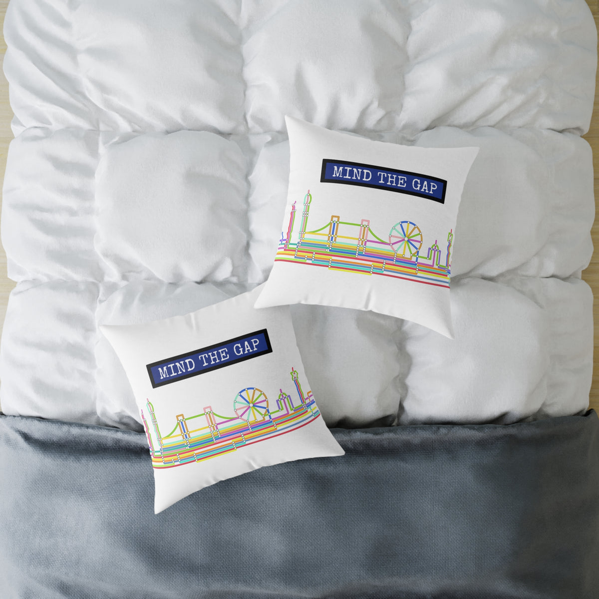 Mind The Gap London Skyline Throw Pillow
