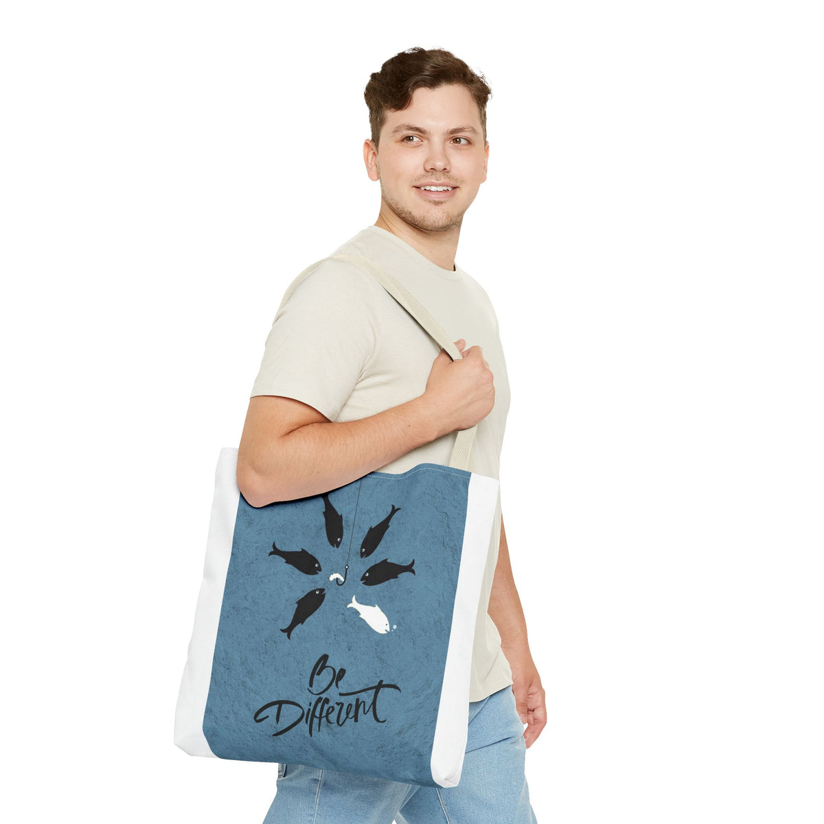 Be Different Whale Tote Bag — Inspirational Ocean Animal Canvas Tote