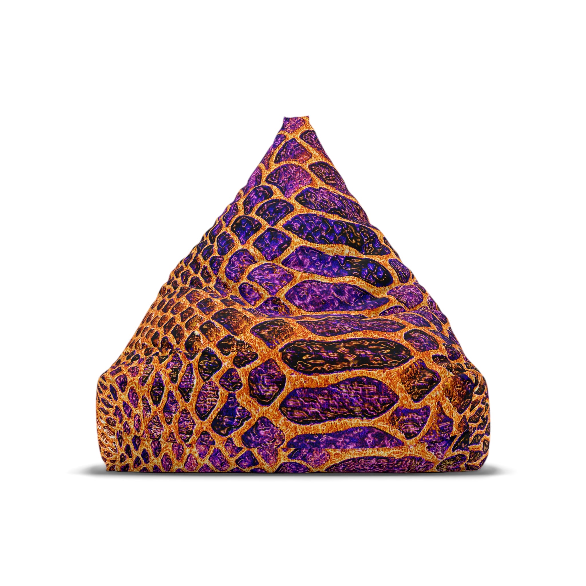 Snake Skin Print Bean Bag Cover — Vibrant Purple & Orange Accent Lounge