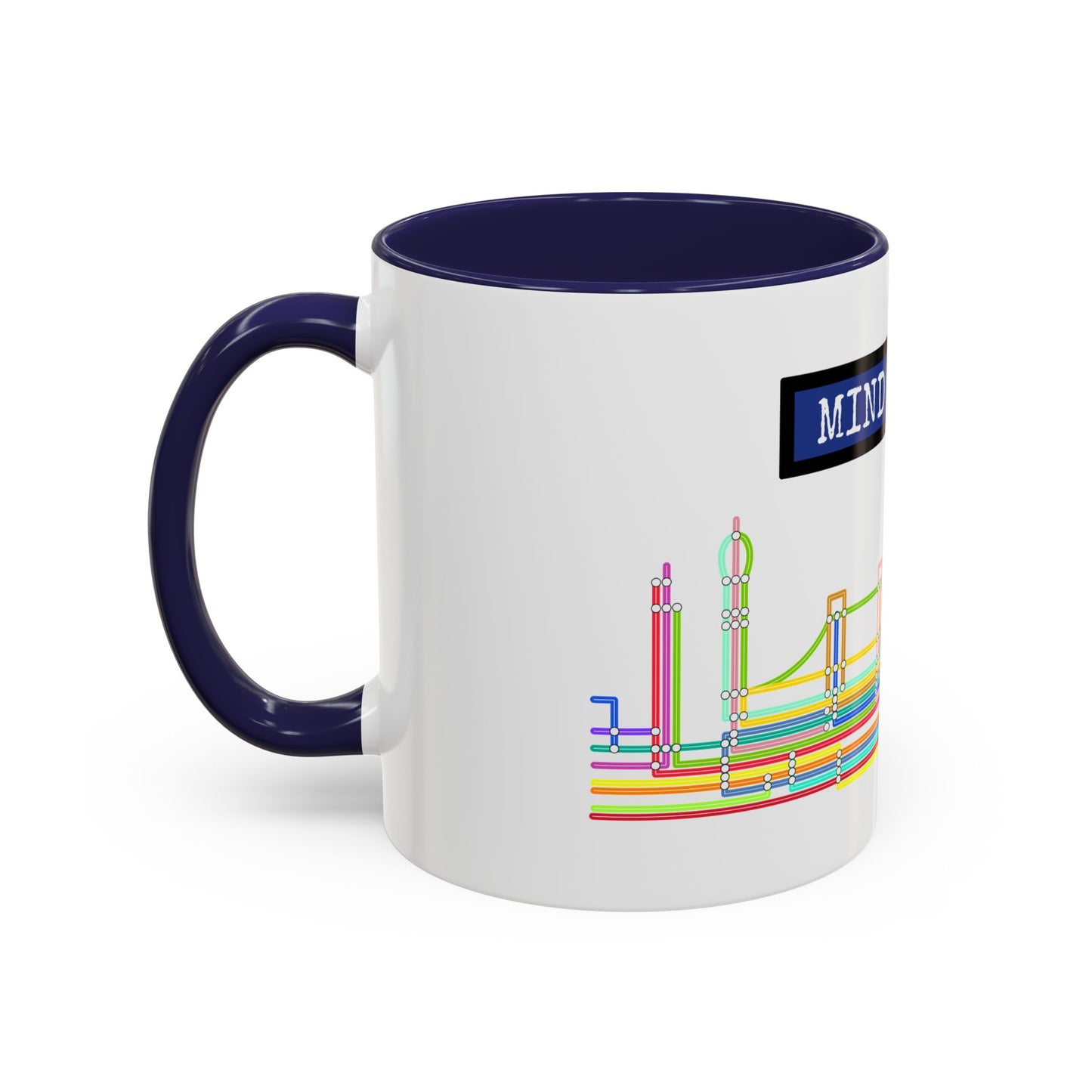 Mind the Gap Coffee Mug — Colorful City Skyline Accent Mug (11/15oz)